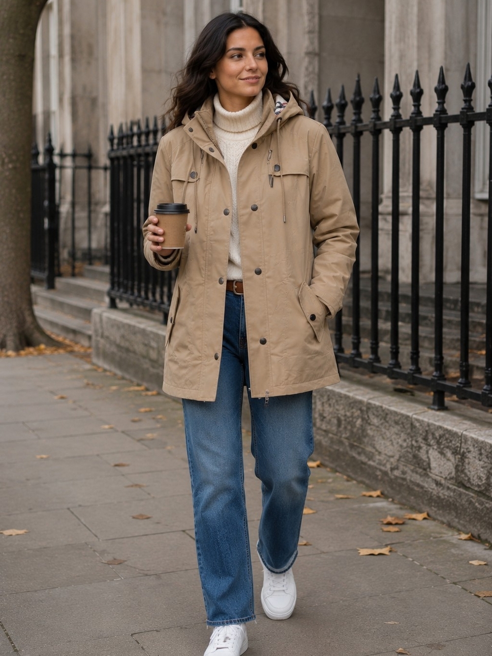 Women’s Tan Hooded Field Jacket